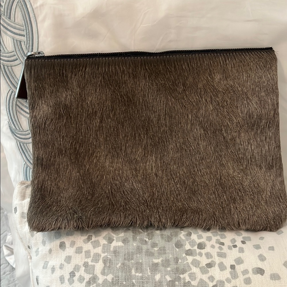 AUGUST Grey  Fur Clutch